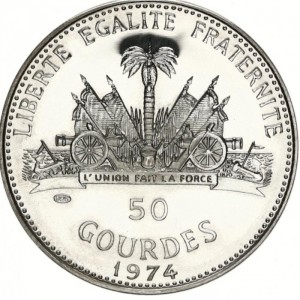 Реверс монеты Гаити, 50 гурдов, 1973-1974, Русалка