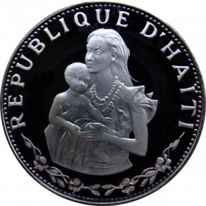 Аверс монеты Гаити, 50 гурдов, 1973-1974, Мать и дитя