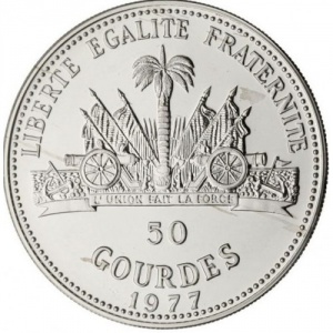 Аверс монеты Гаити, 50 гурдов, 1977, Чемпионат мира по футболу 1978