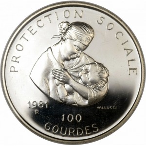 Реверс монеты Гаити, 100 гурдов, 1981, Социальная защита