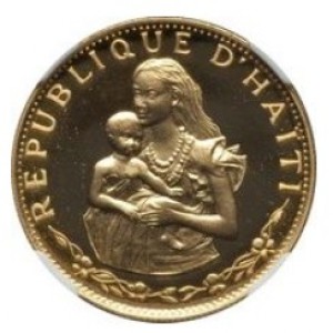 Аверс монеты Гаити, 500 гурдов, 1973, Мать и дитя
