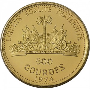 Реверс монеты Гаити, 500 гурдов, 1974, 200 лет США