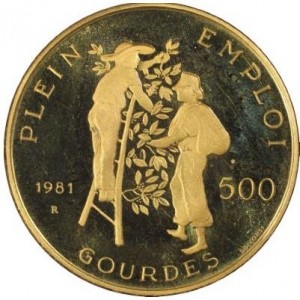 Реверс монеты Гаити, 500 гурдов, 1981, Полная занятость