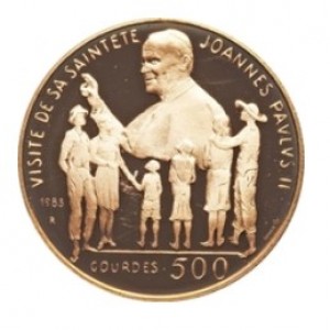 Реверс монеты Гаити, 500 гурдов, 1983, Визит Папы Римского на Гаити