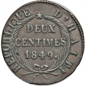 Аверс монеты Гаити, 2 сантима, 1849
