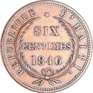 Аверс монеты Гаити, 6 сантимов, 1846