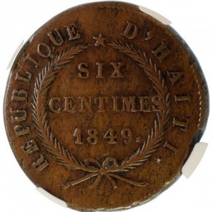 Аверс монеты Гаити, 6 сантимов, 1849