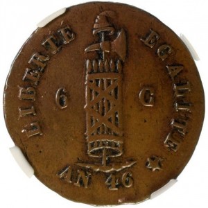 Реверс монеты Гаити, 6 сантимов, 1849