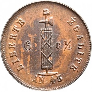 Реверс монеты Гаити, 6¼ сантимов, 1846