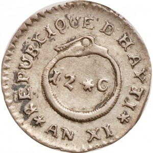Аверс монеты Гаити, 12 сантимов, 1813-1815