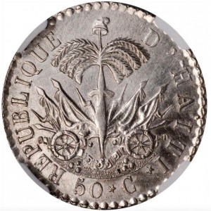 Аверс монеты Гаити, 50 сантимов, 1827-1833
