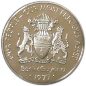 Аверс монеты Гайана, 10 долларов, 1976-1978