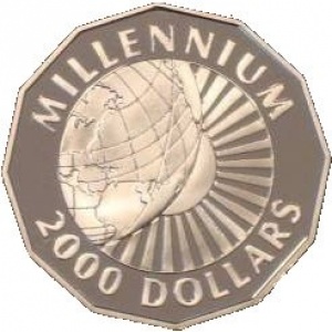 Реверс монеты Гайана, 2000 долларов, 1999, Миллениум