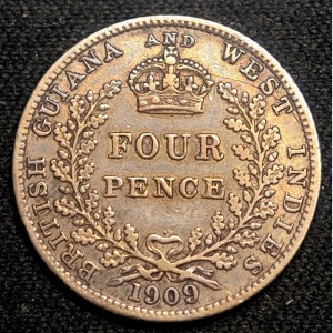Реверс монеты Гайана, 4 пенса, 1903-1910