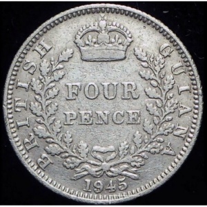 Реверс монеты Гайана, 4 пенса, 1944-1945