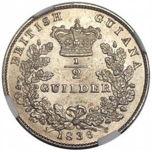 Реверс монеты Гайана, ½ гульдена, 1836