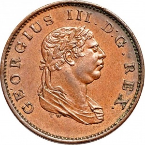 Аверс монеты Гайана, ½ стивера, 1813