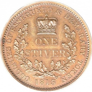 Реверс монеты Гайана, 1 стивер, 1813