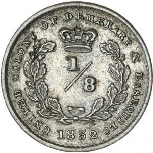 Реверс монеты Гайана, ⅛ гульдена, 1832-1835