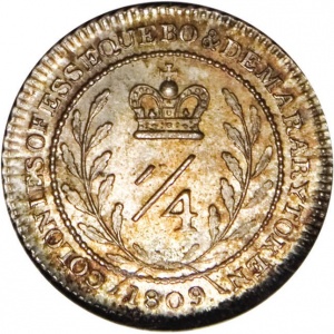 Реверс монеты Гайана, ¼ гульдена, 1809