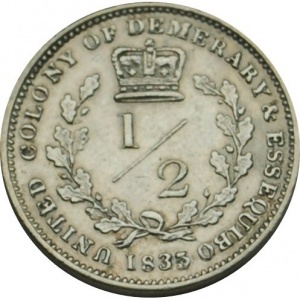 Реверс монеты Гайана, ½ гульдена, 1832-1835