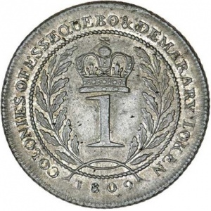 Реверс монеты Гайана, 1 гульден, 1809