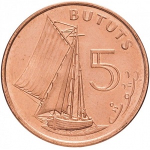 Реверс монеты Гамбия, 5 бутутов, 1998