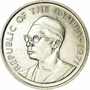 Аверс монеты Гамбия, 25 бутутов, 1971