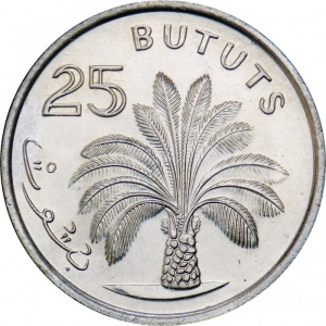 Реверс монеты Гамбия, 25 бутутов, 1998