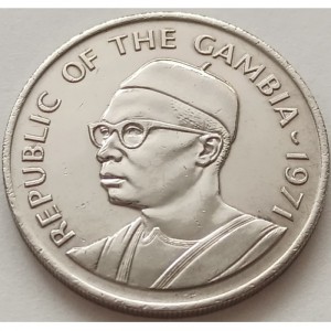Аверс монеты Гамбия, 50 бутутов, 1971