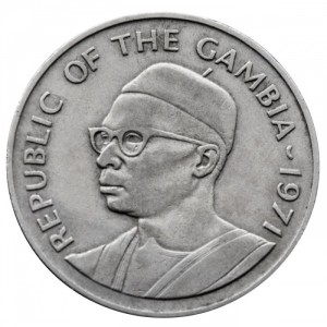 Аверс монеты Гамбия, 1 даласи, 1971