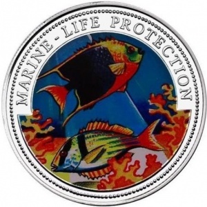Реверс монеты Гамбия, 50 бутутов, 1997, Защита морской Флоры и Фауны