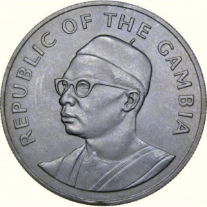 Аверс монеты Гамбия, 10 даласи, 1975, 10 лет Независимости