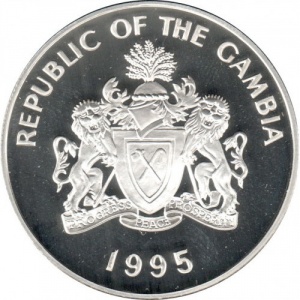 Аверс монеты Гамбия, 20 даласи, 1995, 50 лет ООН