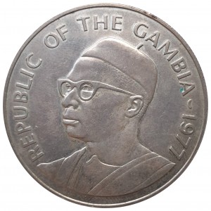 Аверс монеты Гамбия, 40 даласи, 1977, Защита дикой природы - Трубкозуб
