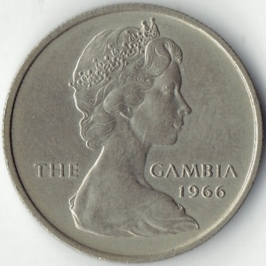 Аверс монеты Гамбия, 6 пенсов, 1966