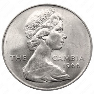 Аверс монеты Гамбия, 2 шиллинга, 1966