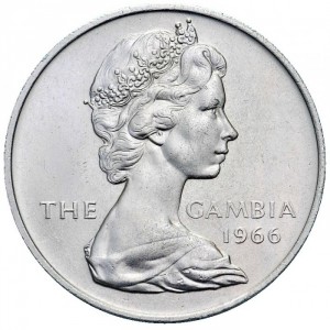 Аверс монеты Гамбия, 4 шиллинга, 1966