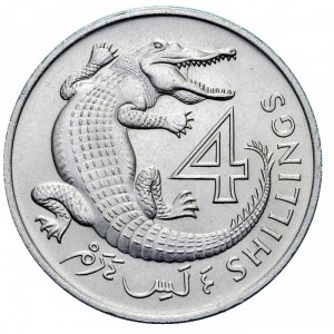 Реверс монеты Гамбия, 4 шиллинга, 1966