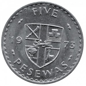 Реверс монеты Гана, 5 песев, 1967-1975