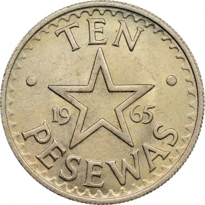 Реверс монеты Гана, 10 песев, 1965