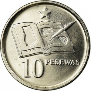 Реверс монеты Гана, 10 песев, 2007-2016