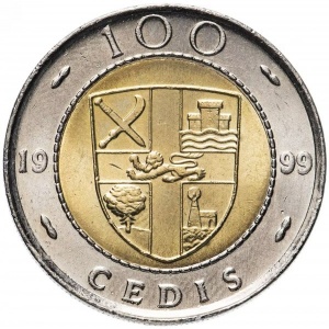Реверс монеты Гана, 100 седи, 1991-1999