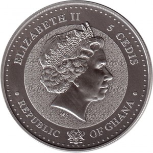 Аверс монеты Гана, 5 седи, 2013, Африка - Слоны