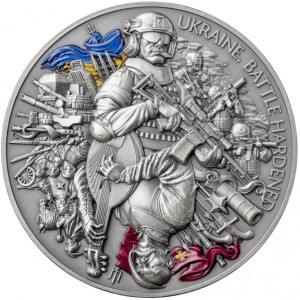 Реверс монеты Гана, 10 седи, 2024, Украина. Закаленная в боях.