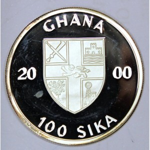 Аверс монеты Гана, 100 сика, 2000, Корабли - Санта-Мария