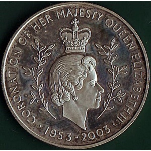 Реверс монеты Гана, 100 сика, 2003, 50 лет Коронации Елизаветы II