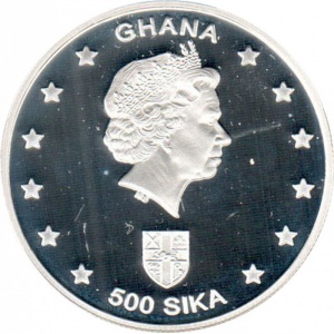 Аверс монеты Гана, 500 сика, 2004, Чемпионат мира по футболу 2006, Германия
