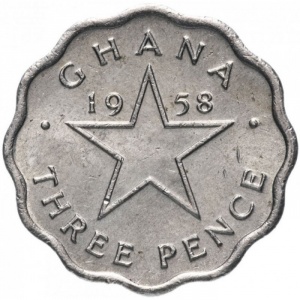 Реверс монеты Гана, 3 пенса, 1958