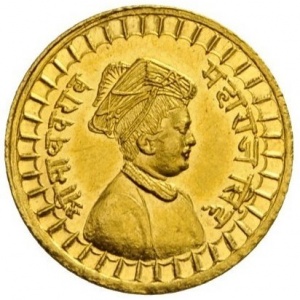 Аверс монеты Гвалиор, ⅓ мухра, 1902